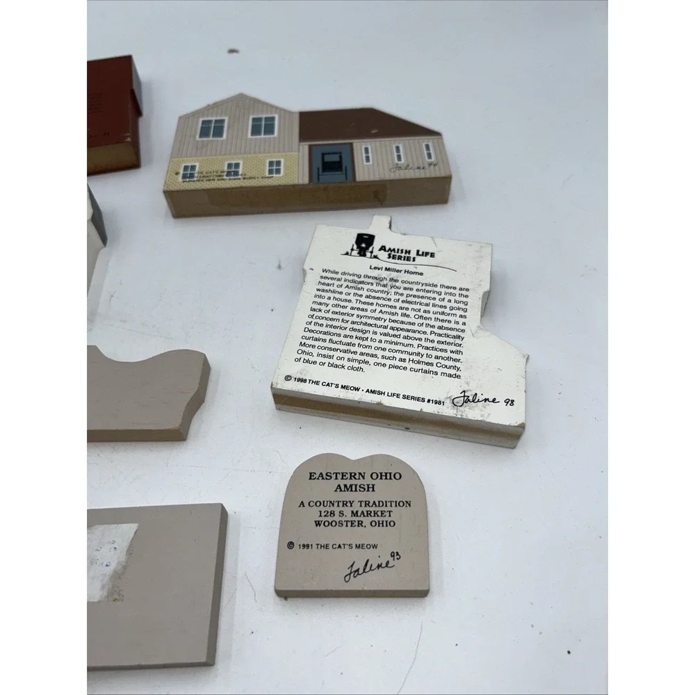 Cat's Meow Village Lot 10 Amish Farm Barns Signed Faline 1991-2000